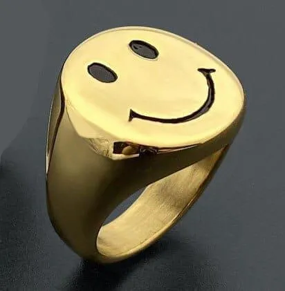 Happy Smiley Face Stainless Steel Retro Vintage Gothic Rings for Women