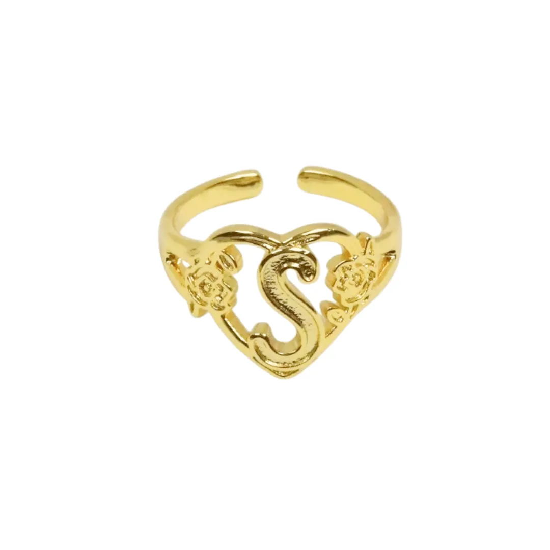 Heart Initial Letter Ring