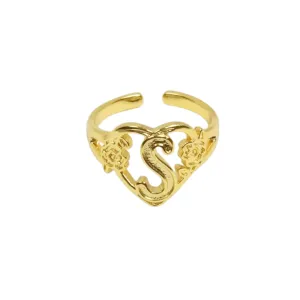 Heart Initial Letter Ring