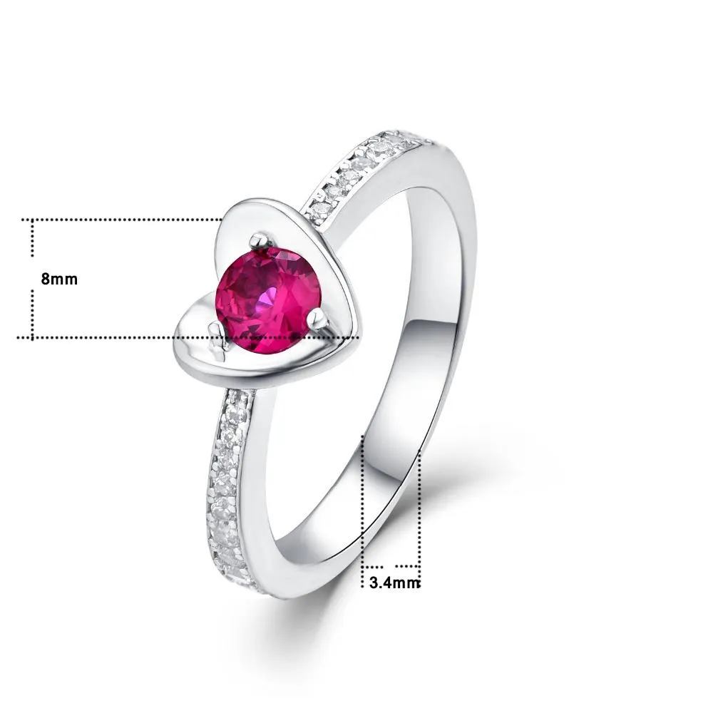 Heart Shape Silver Engagement Ring for Women