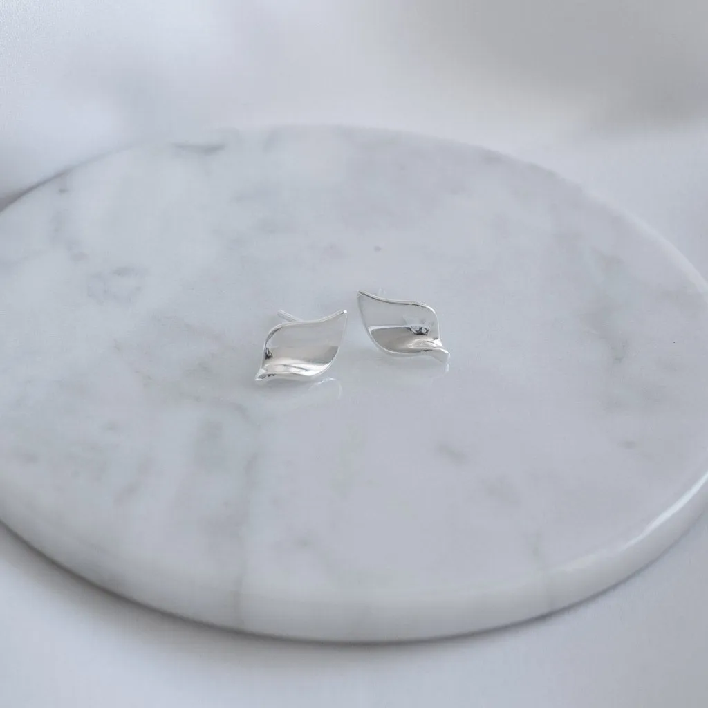 Helena Sterling Silver Leaf Stud Earrings