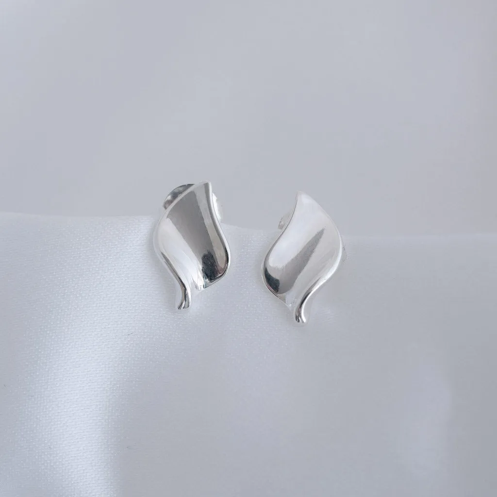 Helena Sterling Silver Leaf Stud Earrings