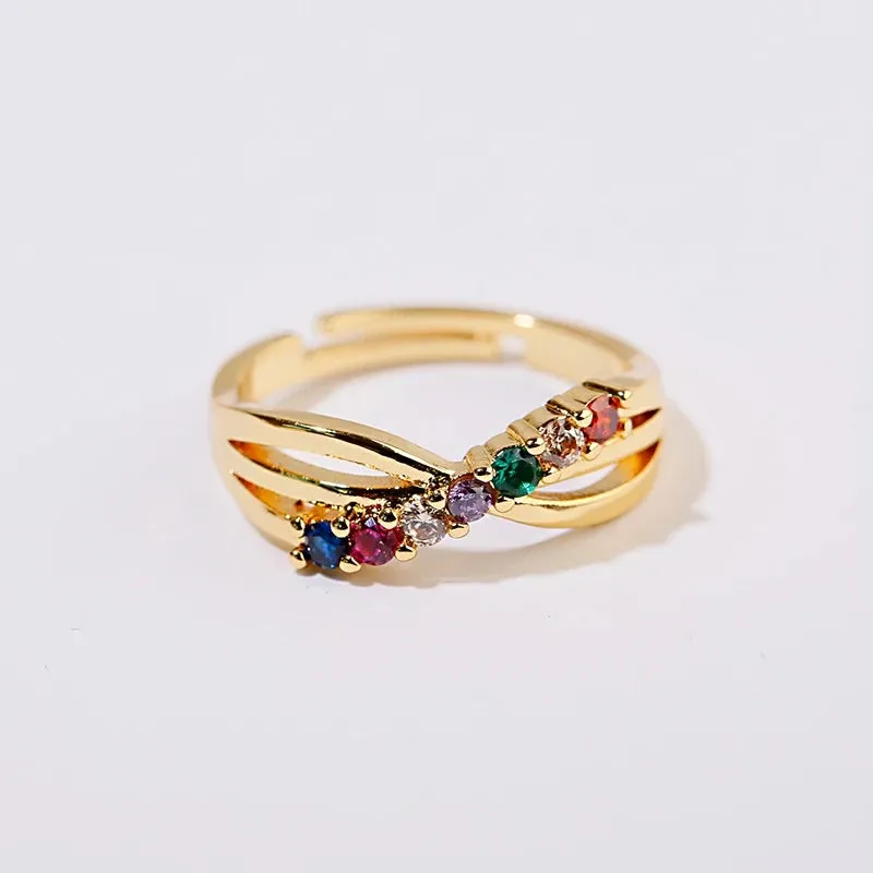 High Quality Gold Color Open Double Arrow Ring for Women and Girls