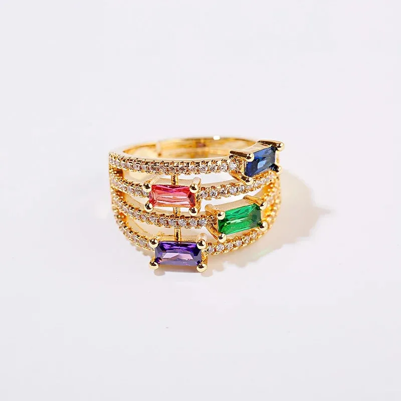High Quality Gold Color Open Double Arrow Ring for Women and Girls