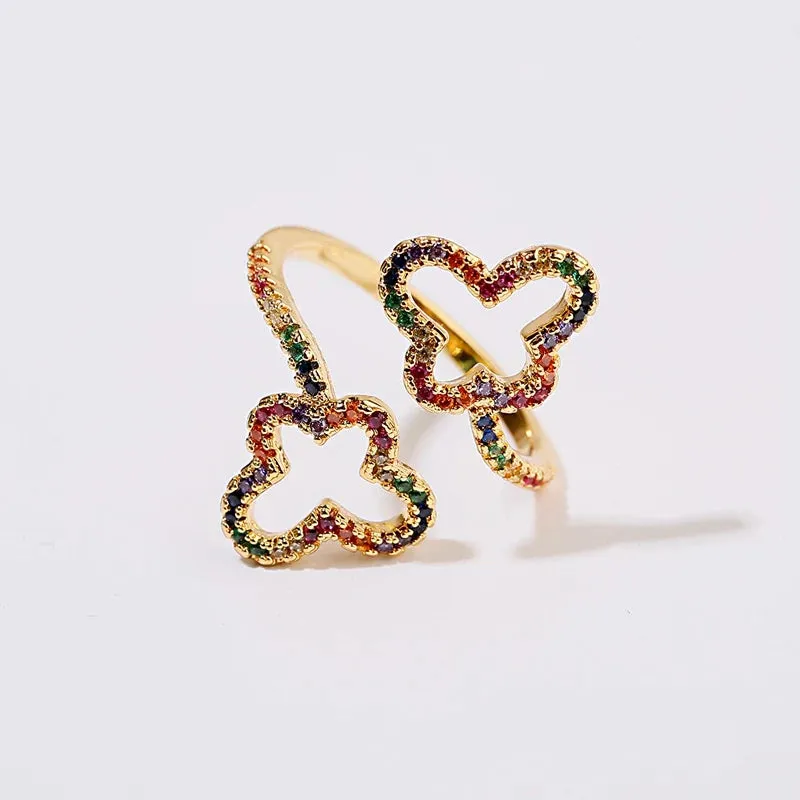 High Quality Gold Color Open Double Arrow Ring for Women and Girls
