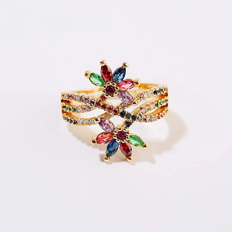 High Quality Gold Color Open Double Arrow Ring for Women and Girls