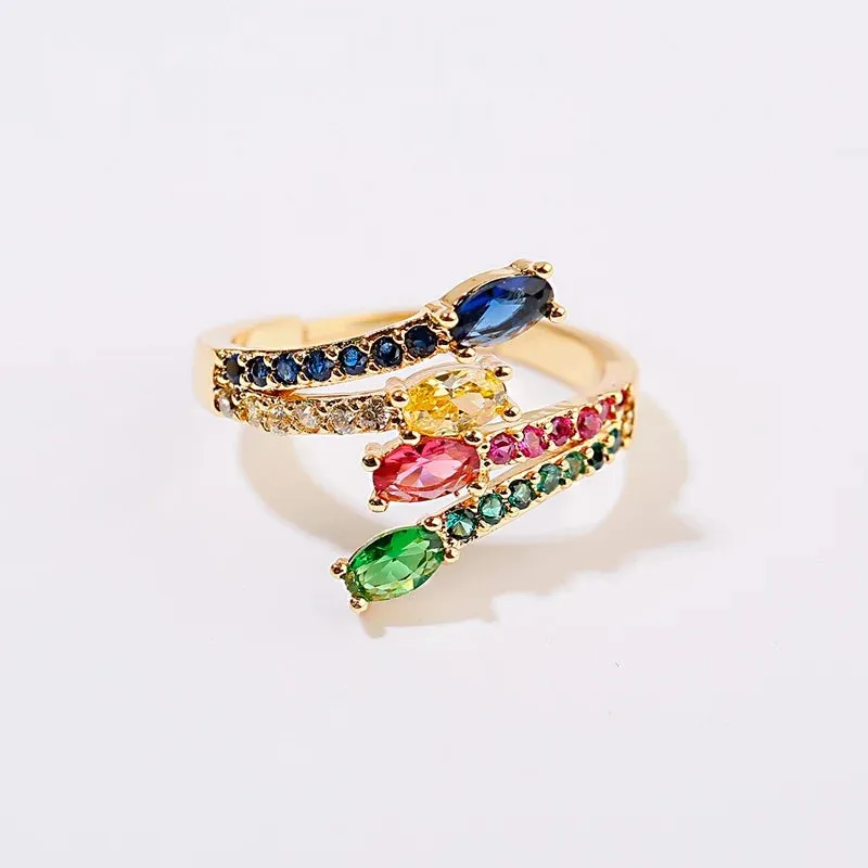 High Quality Gold Color Open Double Arrow Ring for Women and Girls