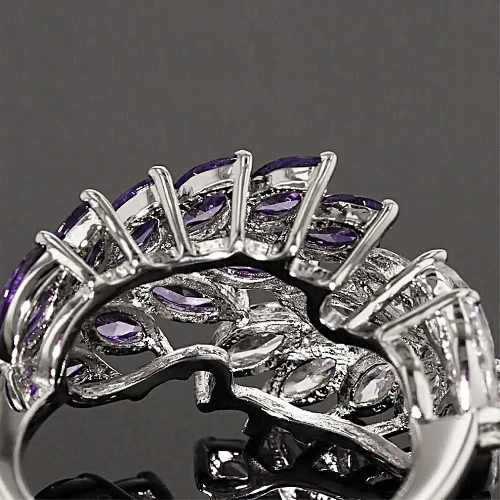 High Quality Trendy Delicate AAA Cubic Zirconia Crystal Leaves Ring