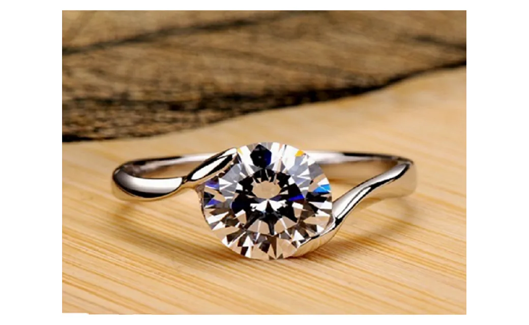 High Transparent Cubic Zirconia Halo 18k White Gold Plated Ring