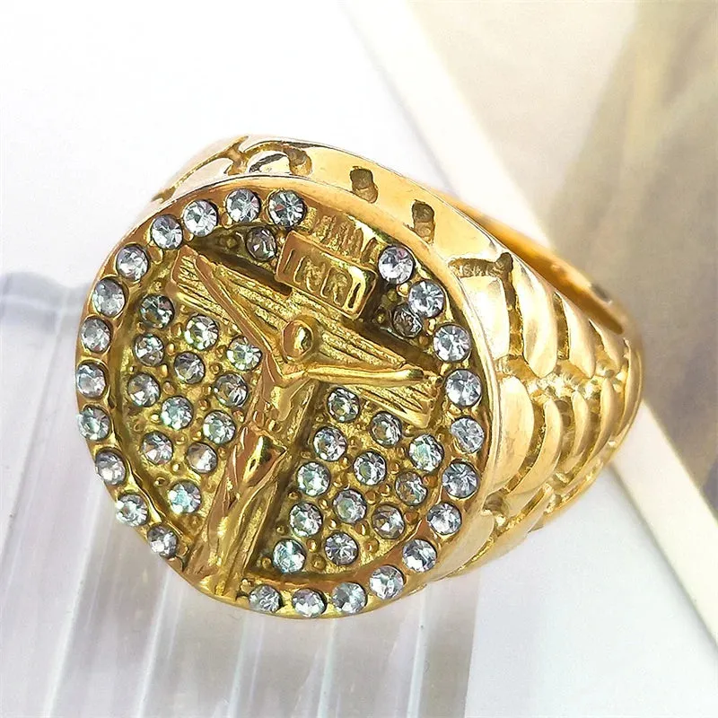 Hip Hop Jesus Christ Cross Chunky Ring for Men Women