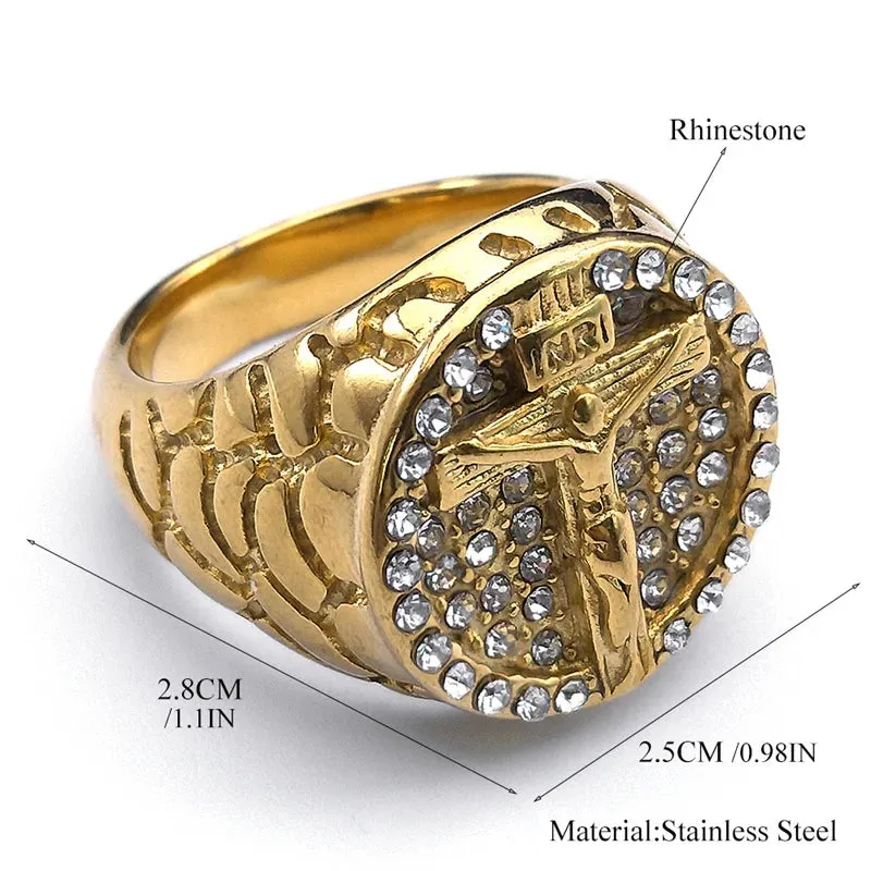 Hip Hop Jesus Christ Cross Chunky Ring for Men Women