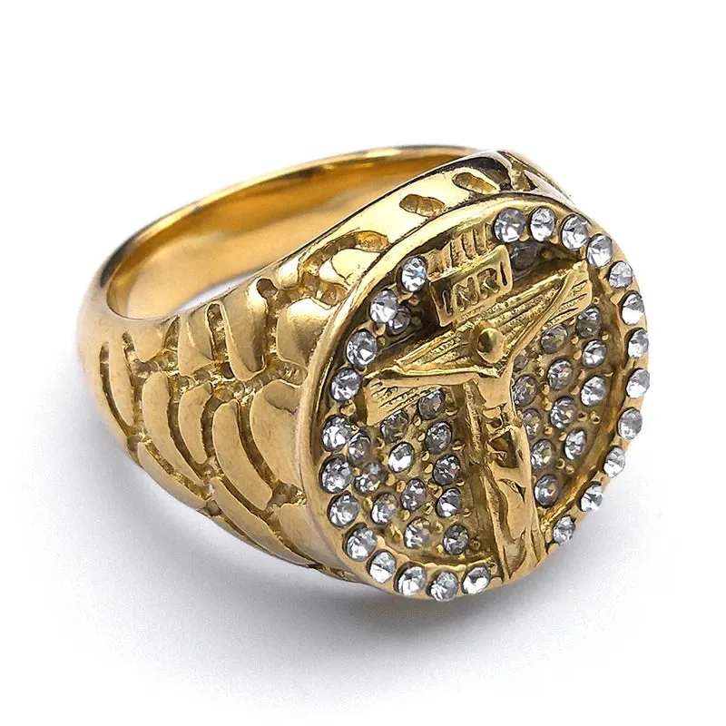 Hip Hop Jesus Christ Cross Chunky Ring for Men Women
