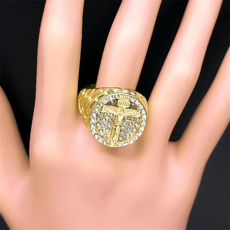 Hip Hop Jesus Christ Cross Chunky Ring for Men Women