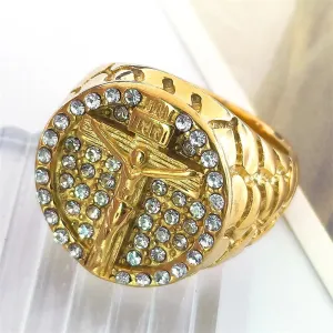 Hip Hop Jesus Christ Cross Chunky Ring for Men Women