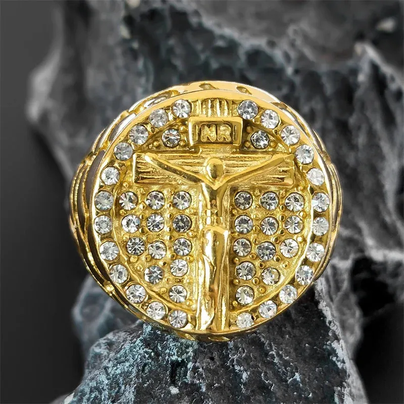Hip Hop Jesus Christ Cross Chunky Ring for Men Women