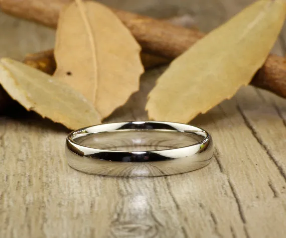His and Hers Matching White Gold Polish Wedding Bands Rings 6mm and 4mm Wide Titanium Rings Set Anniversary Rings Set