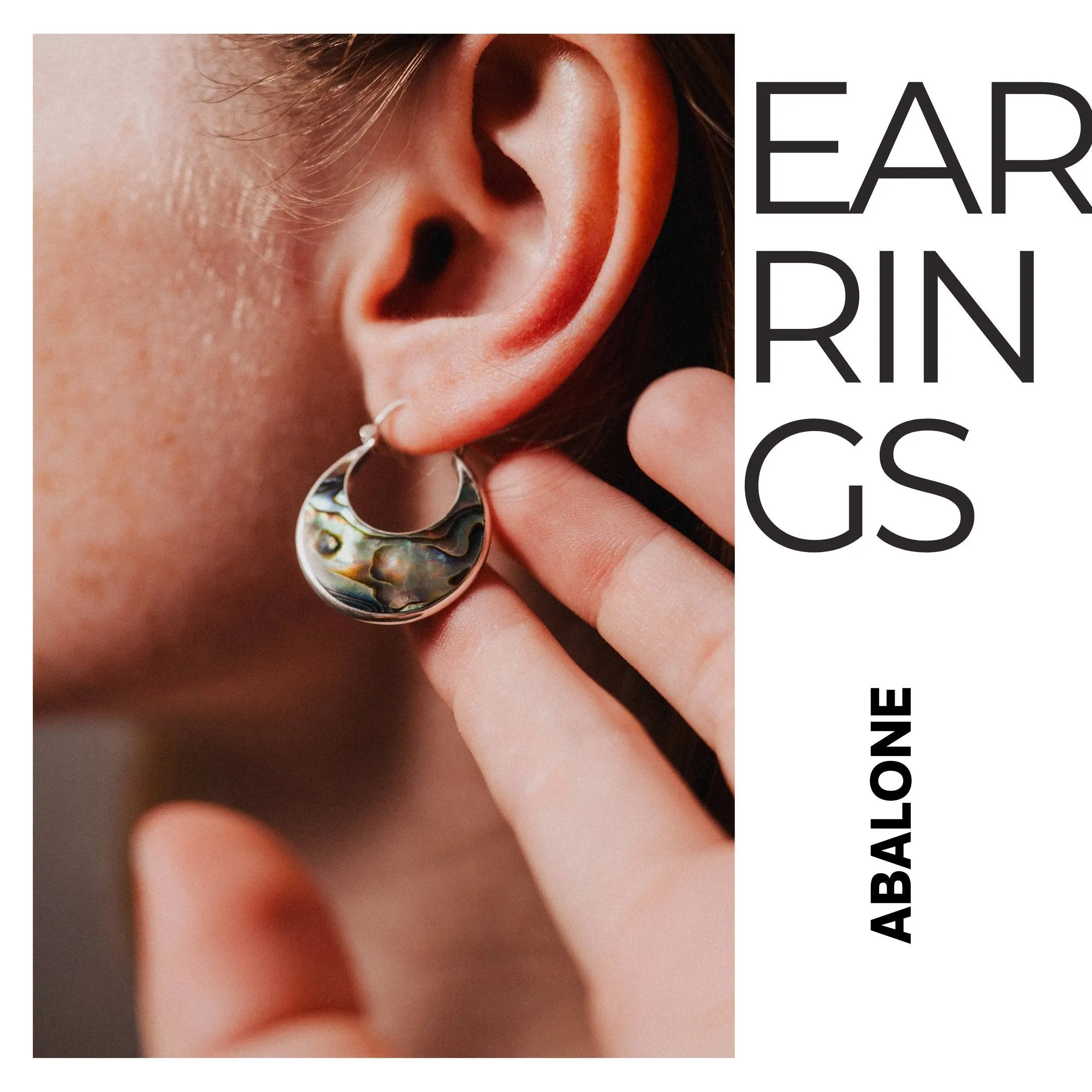 Hoop Earrings - Stylish Silver Abalone Earrings