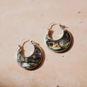 Hoop Earrings - Stylish Silver Abalone Earrings