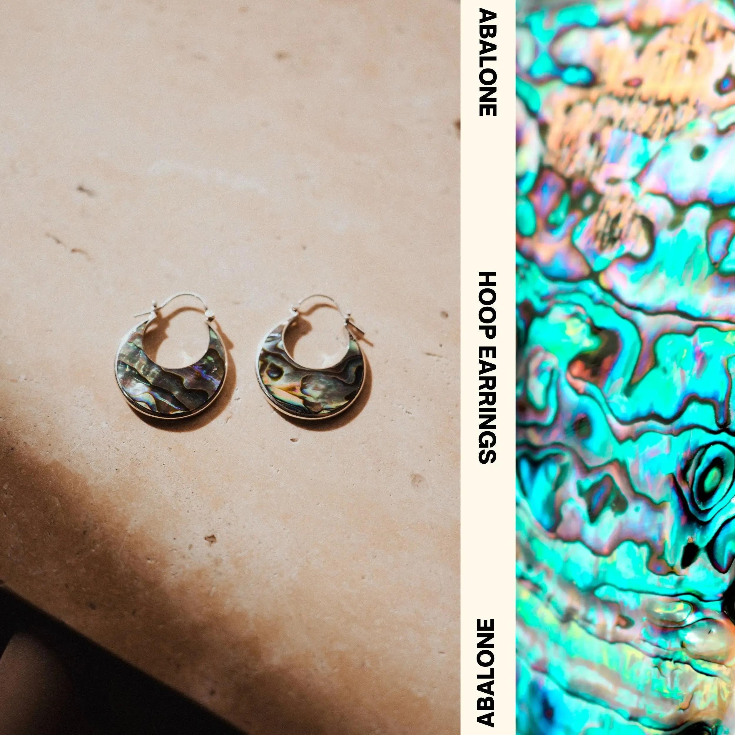 Hoop Earrings - Stylish Silver Abalone Earrings