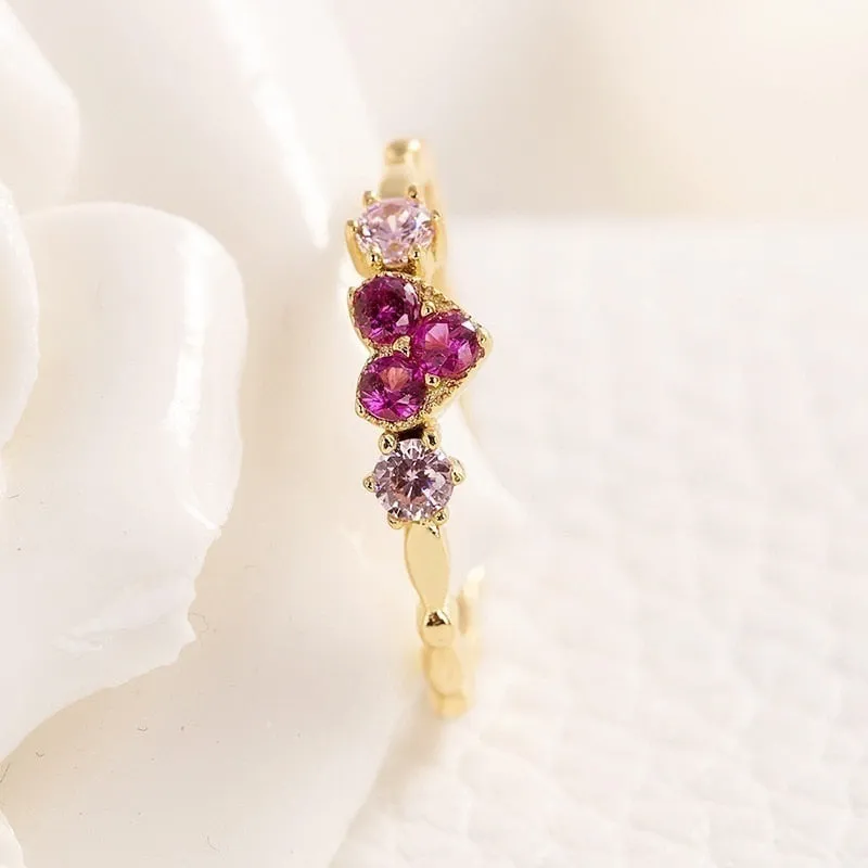 Huitan Trendy Simple Golden Inifinite Heart Shaped Love Engagement