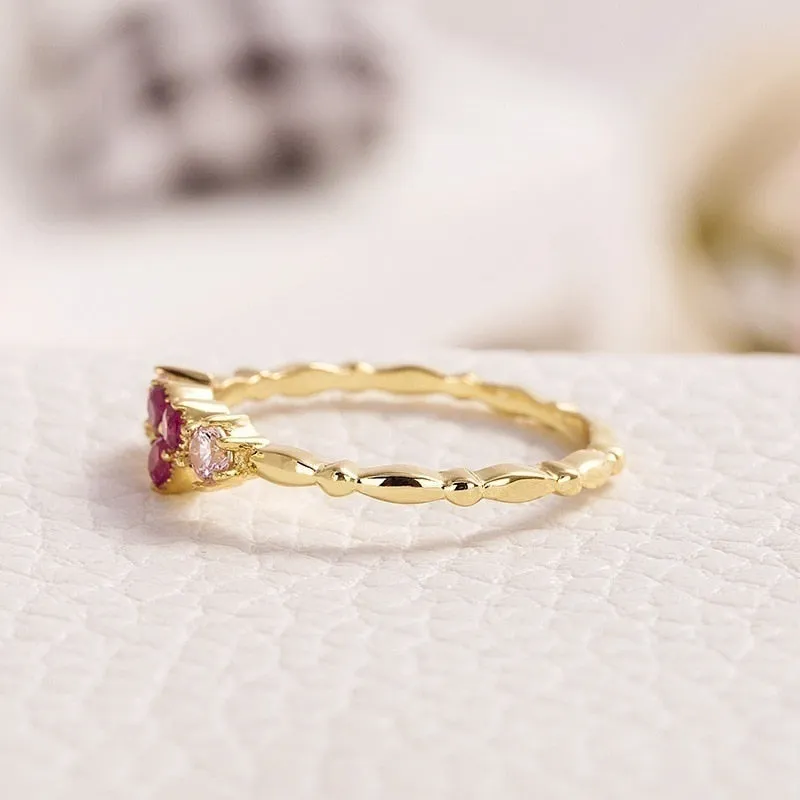 Huitan Trendy Simple Golden Inifinite Heart Shaped Love Engagement