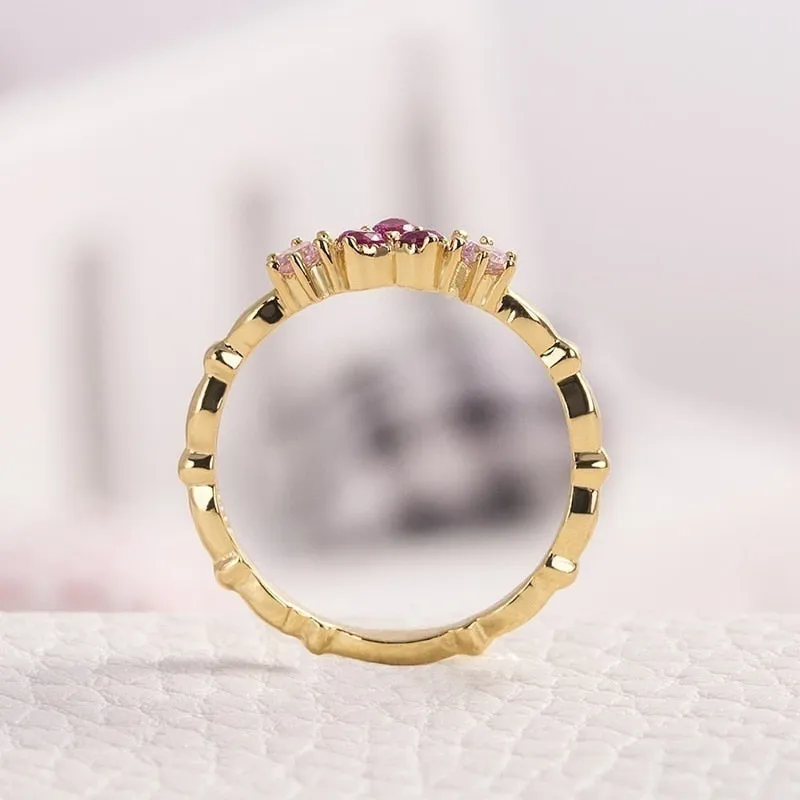Huitan Trendy Simple Golden Inifinite Heart Shaped Love Engagement