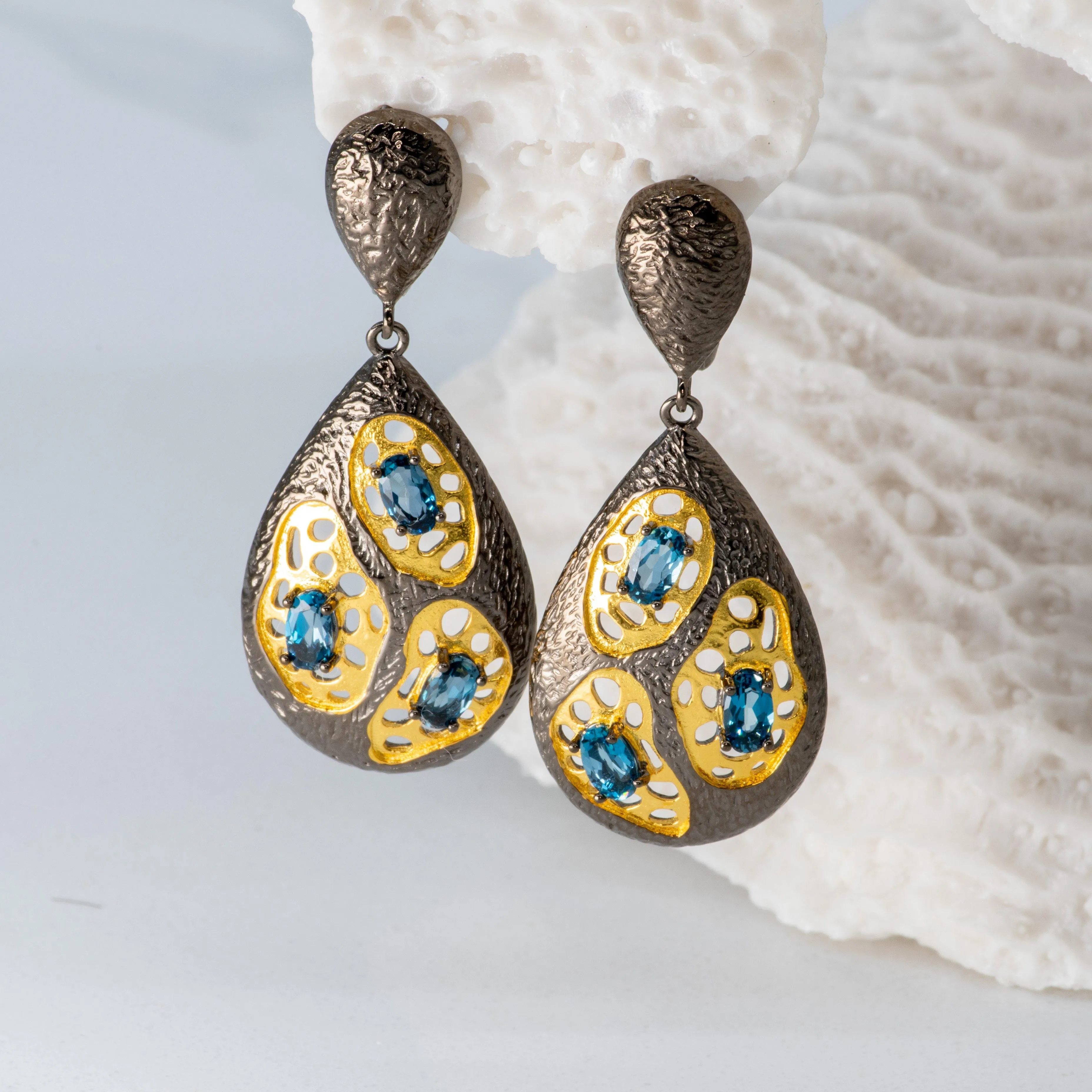 Hypatia London Blue Topaz Earrings in Sterling Silver