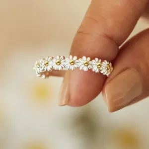 I Think About You Every Daisy Flower Ring, Feminine Ring, Dainty Ring, Cute Ring, Delicate Ring, Adjustable, Gift for Her