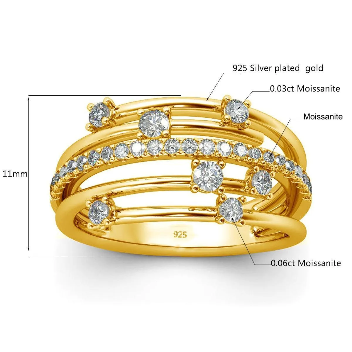 Impressive Trendy High Quality Moissanite Diamonds Eternity Wedding Ring - Fine Jewellery