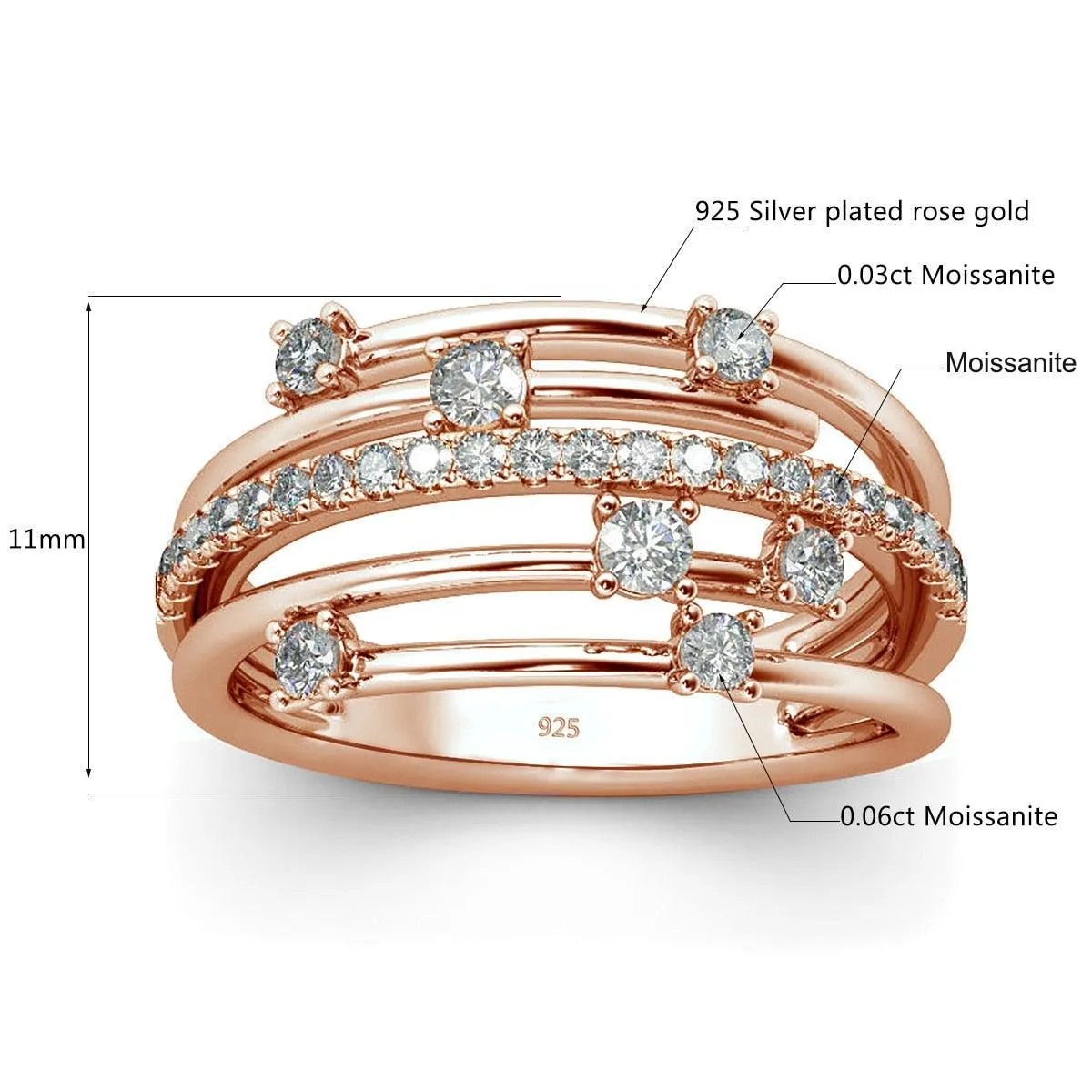 Impressive Trendy High Quality Moissanite Diamonds Eternity Wedding Ring - Fine Jewellery