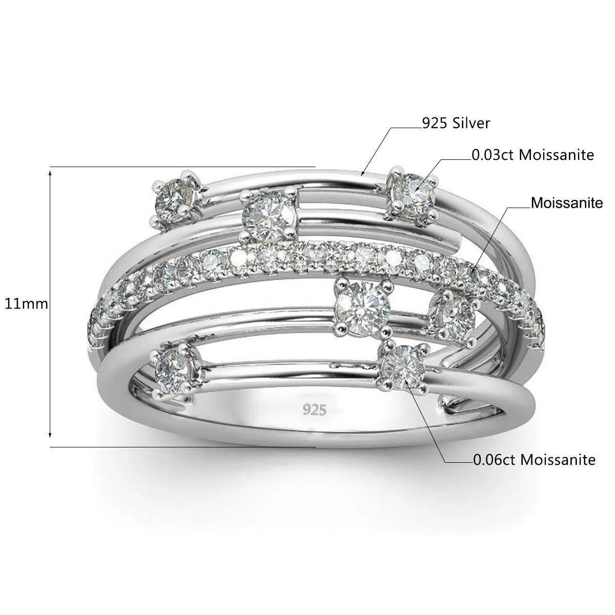 Impressive Trendy High Quality Moissanite Diamonds Eternity Wedding Ring - Fine Jewellery