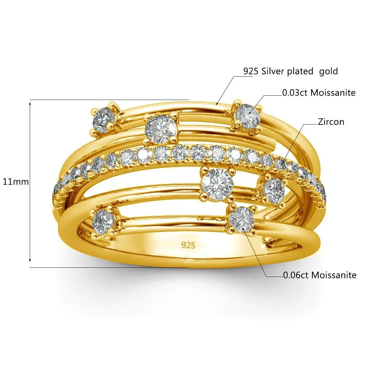 Impressive Trendy High Quality Moissanite Diamonds Eternity Wedding Ring - Fine Jewellery