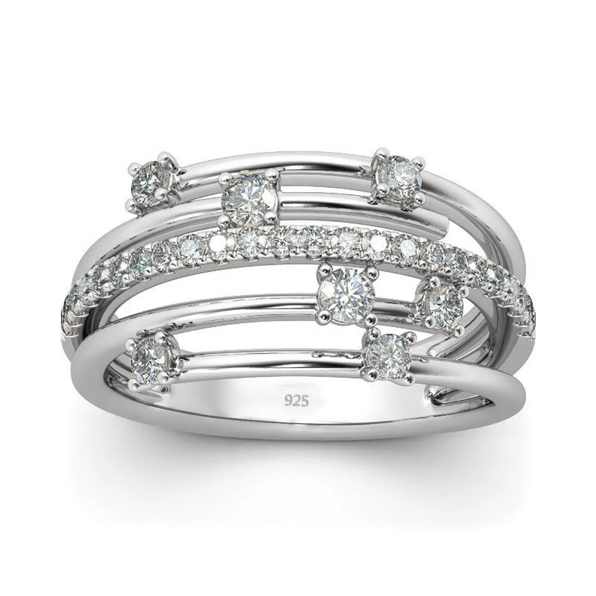 Impressive Trendy High Quality Moissanite Diamonds Eternity Wedding Ring - Fine Jewellery
