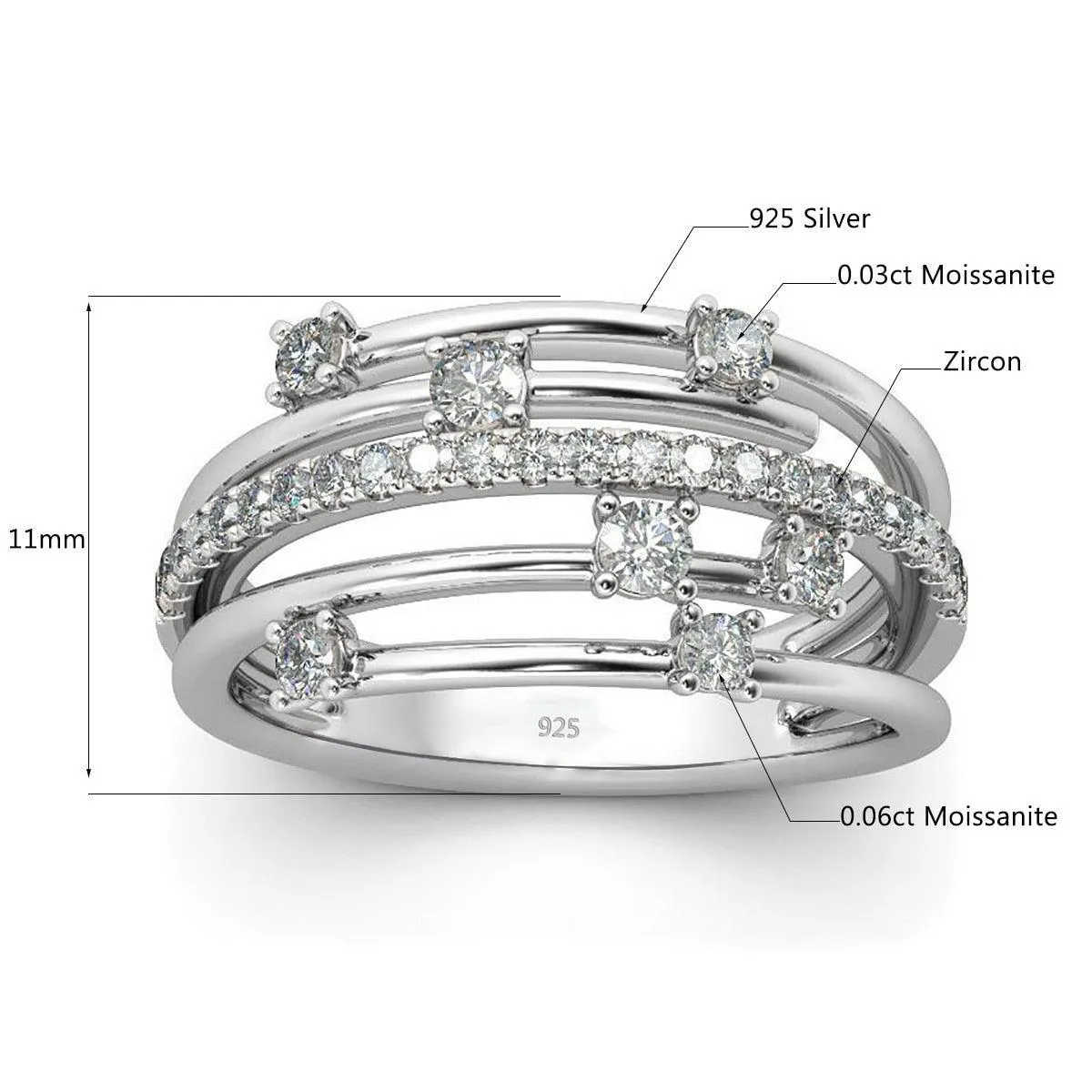 Impressive Trendy High Quality Moissanite Diamonds Eternity Wedding Ring - Fine Jewellery