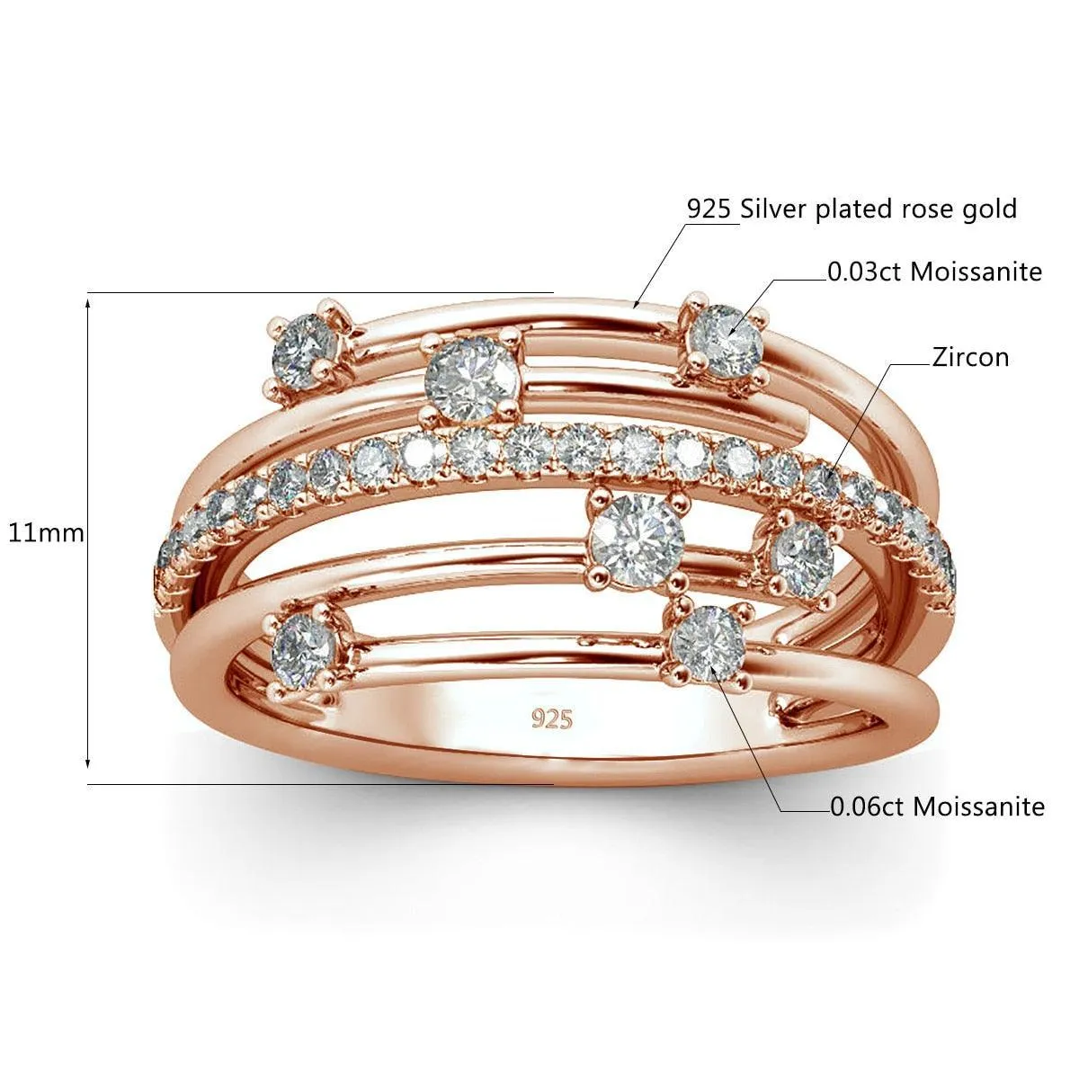 Impressive Trendy High Quality Moissanite Diamonds Eternity Wedding Ring - Fine Jewellery
