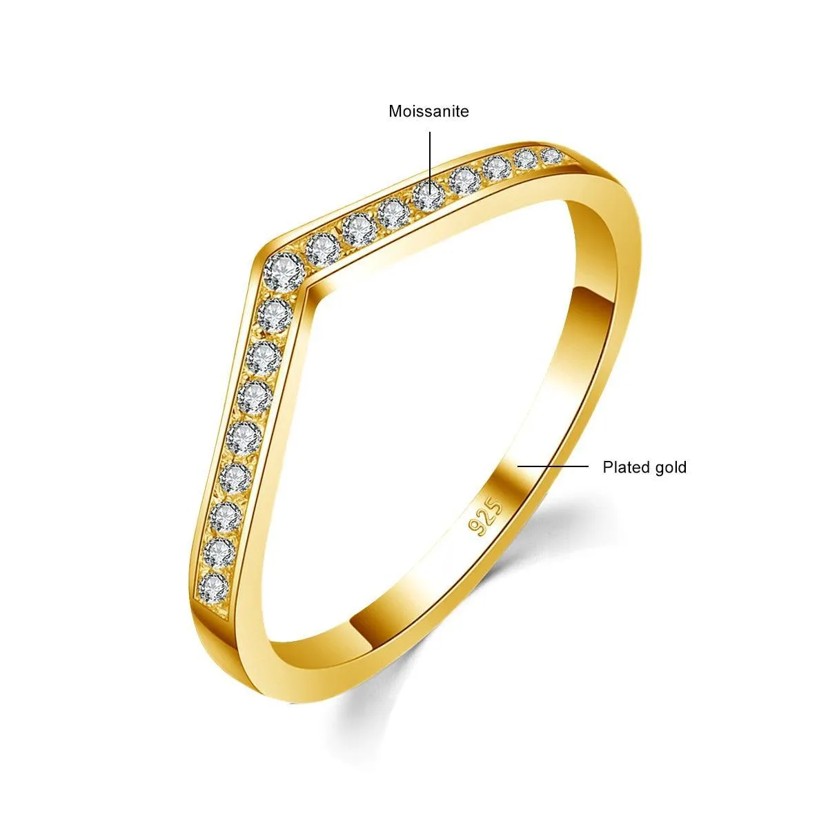 Impressive V Shape Round Cut VVS1 High Quality Moissanite Diamonds Ring - Luxury Jewellery