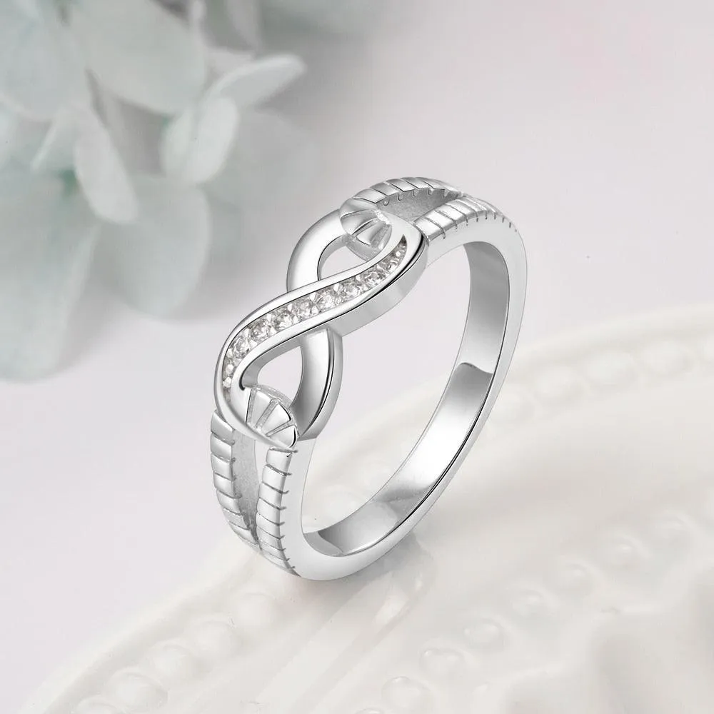 Infinity Diamonds Open Design Sterling Silver Ring, Trendy Women Jewelry, Gift for All Occasions