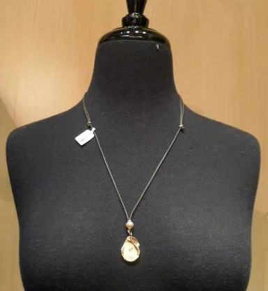 Jamie Joseph Coin Necklace in 14K Yellow Gold with Pearl on Leather Cord