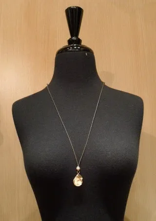 Jamie Joseph Coin Necklace in 14K Yellow Gold with Pearl on Leather Cord