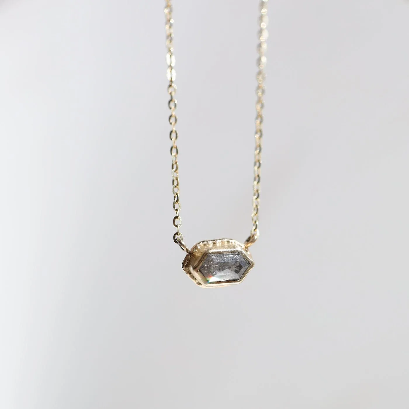 Jamie Joseph Faceted Hexagon Rustic Diamond Necklace