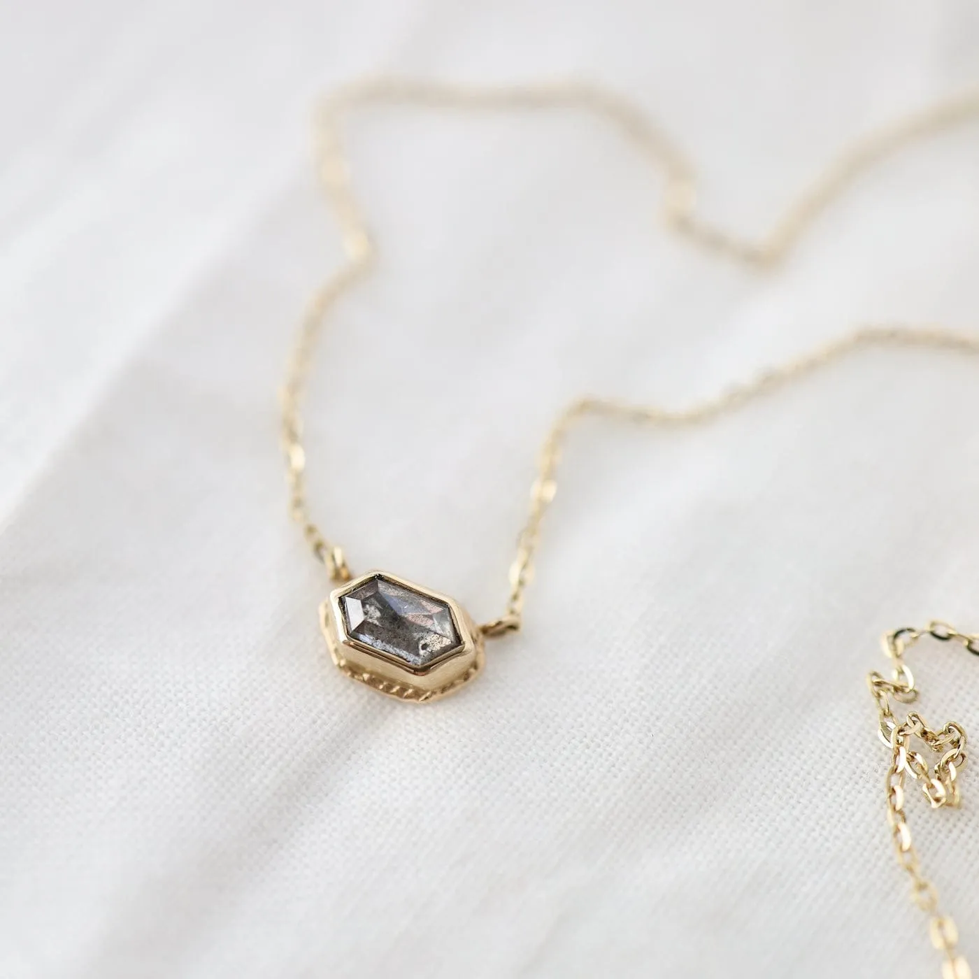 Jamie Joseph Faceted Hexagon Rustic Diamond Necklace