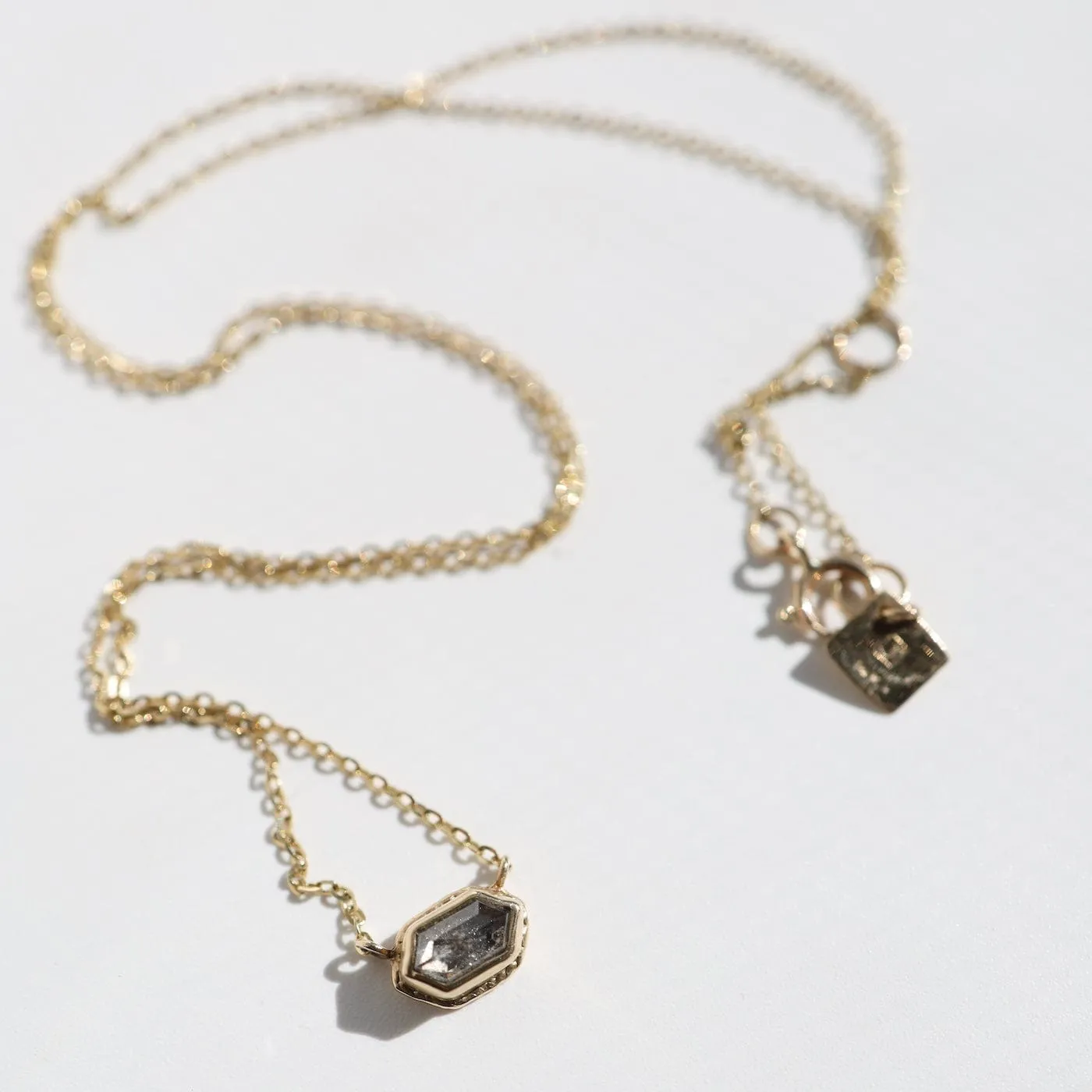 Jamie Joseph Faceted Hexagon Rustic Diamond Necklace