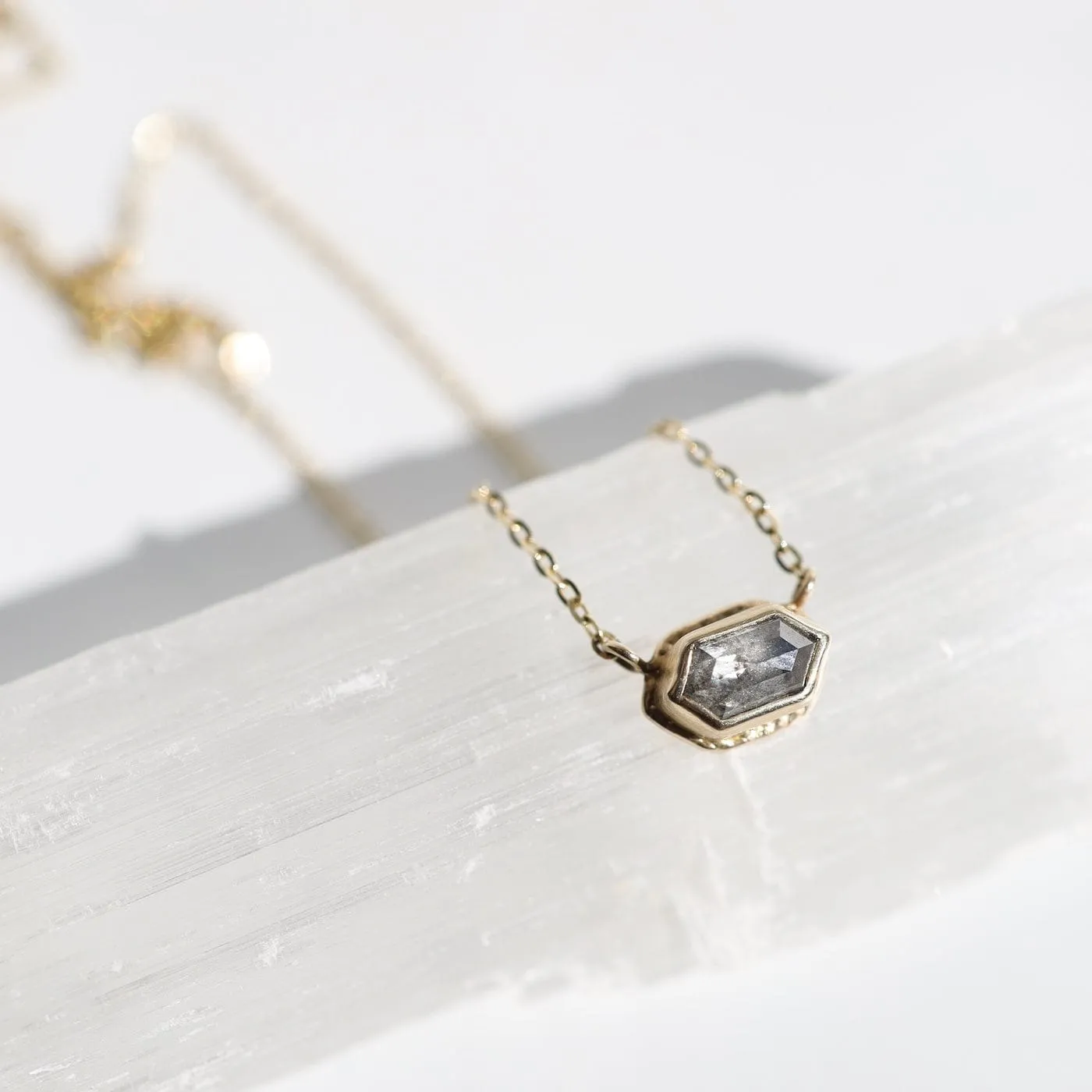 Jamie Joseph Faceted Hexagon Rustic Diamond Necklace