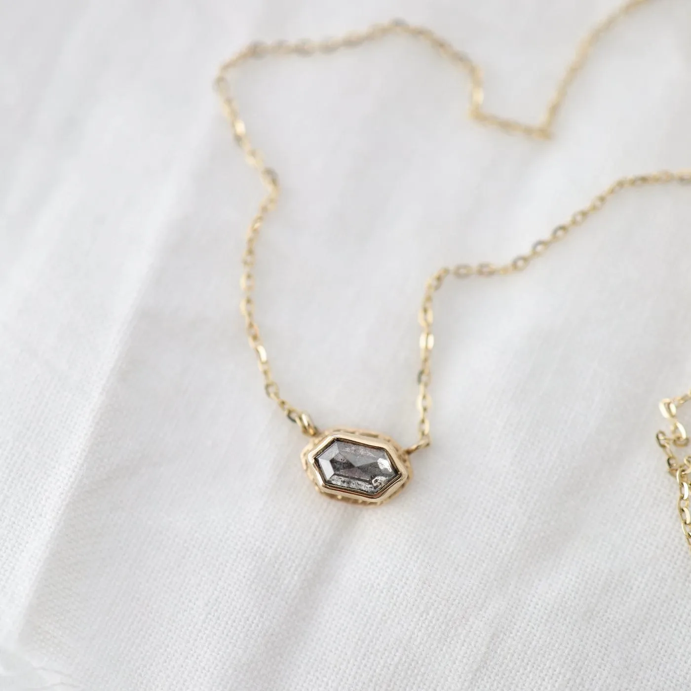 Jamie Joseph Faceted Hexagon Rustic Diamond Necklace