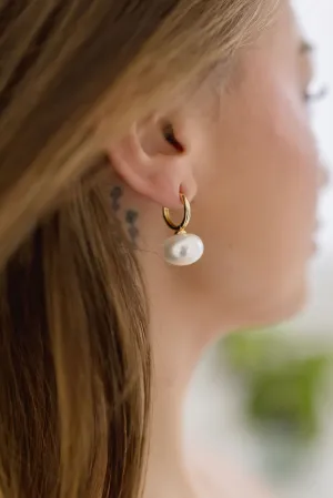 Jude Oversized Pearl Drop Earrings Gold