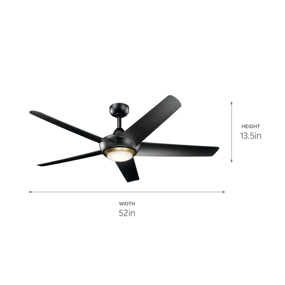 Kapono 52 Inch Satin Black LED Indoor Ceiling Fan with Remote