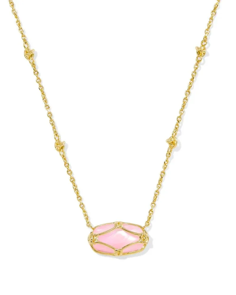 Kendra Scott  Elisa Lattice Frame Gold Short Pendant Necklace