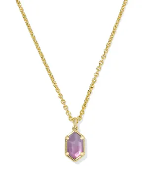Kendra Scott Hallie Short Pendant Necklace - Gold/Purple Watercolor Illusion