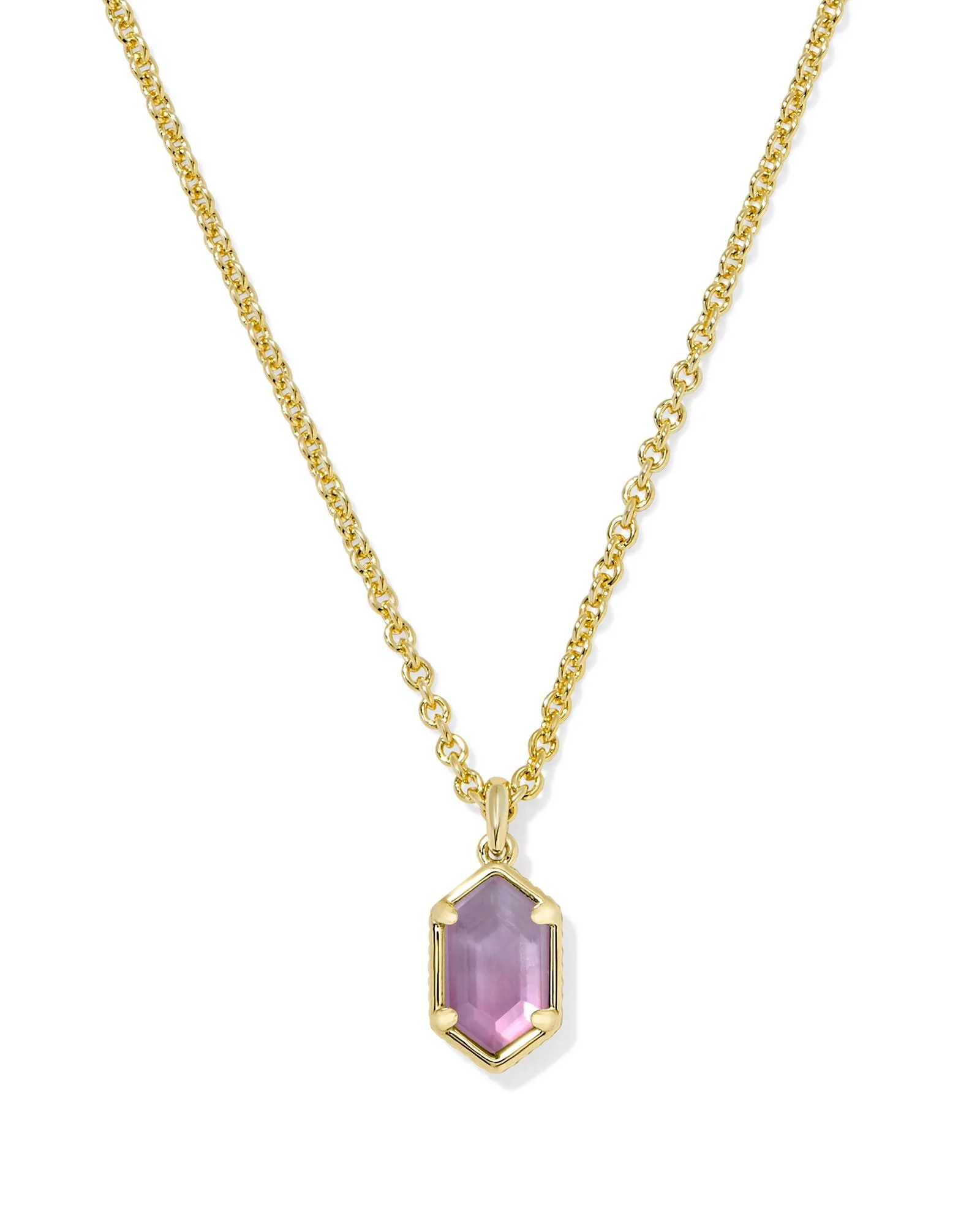 Kendra Scott Hallie Short Pendant Necklace - Gold/Purple Watercolor Illusion