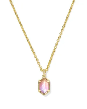 Kendra Scott Hallie Short Pendant Necklace - Gold/Sunrise Watercolor Illusion